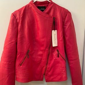 NWT Hot Pink Faux Leather Jacket!!! 🔥